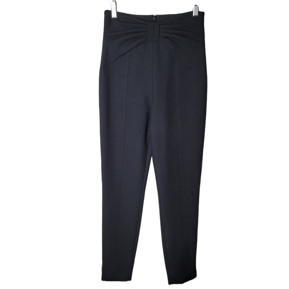 Veronica Beard Ferdinand Bow Accented Skinny Pants Trousers Black Women’s Size 0 - Picture 2 of 11